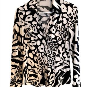 Cache Silky Blouse with Snap Closure